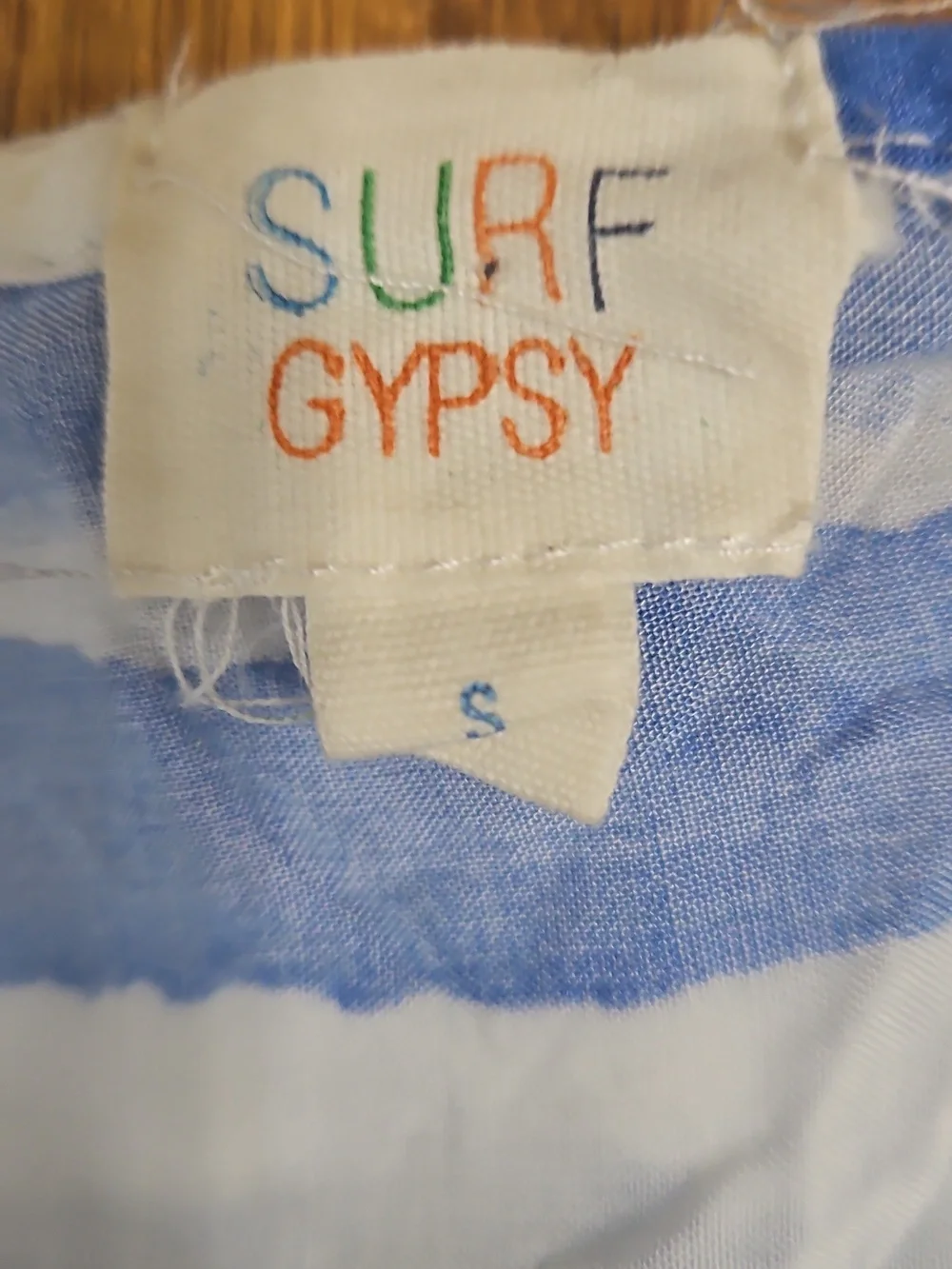 Surf Gypsy Nautical Blue Stripe Oversized Rayon Hooded Swim Cover Up sz Small